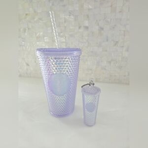Starbucks 2023 Iridescent Unicorn 16oz Cold Cup Tumbler & Keychain Mini Cup Set
